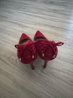 Guess Red Pointed Toe Lace-Up Stiletto Heels